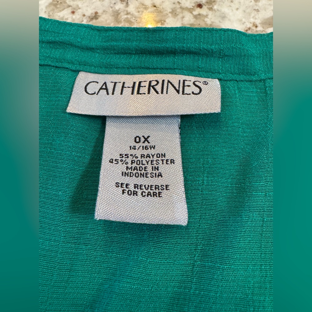 Catherines Green Button-Down Blouse - image 6